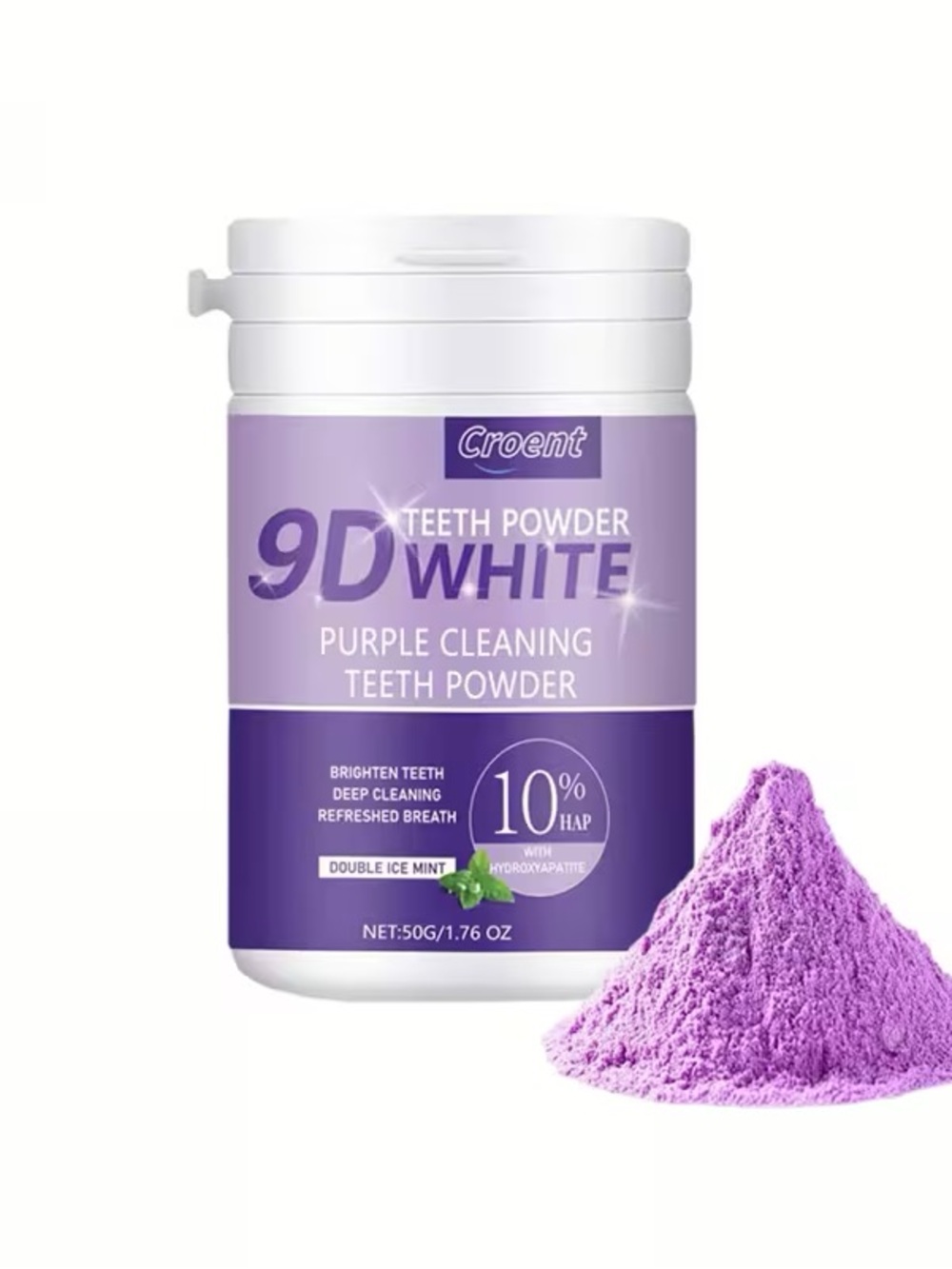 9D White Purple Cleaning Teeth Powder Croent - Purple